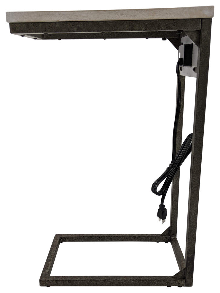 Chloe Laptop Table with USB Ports, Natural Driftwood and Aged Iron