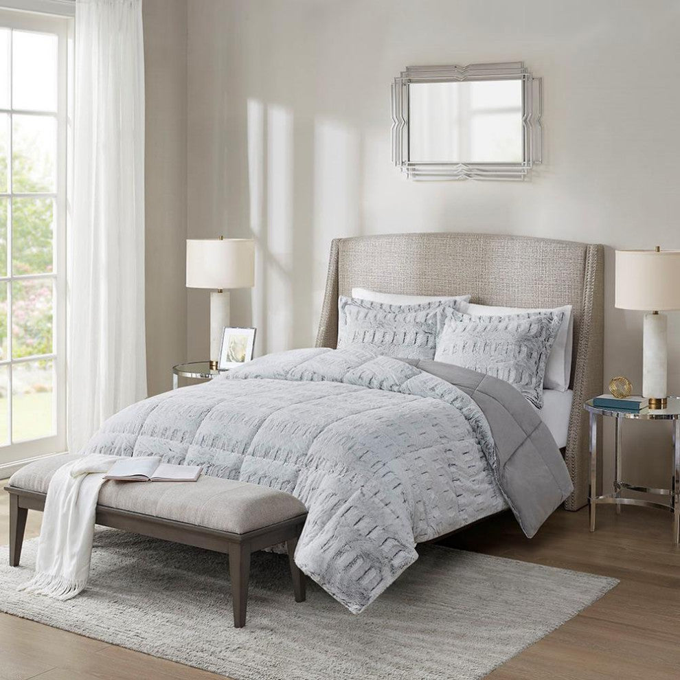 100% Polyester Printed Long Fur Comforter Set, Mp10-7238
