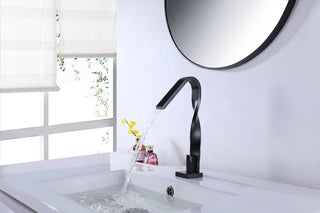 Deck Mounted Single Hole Bathroom Sink Faucet, Matte Black