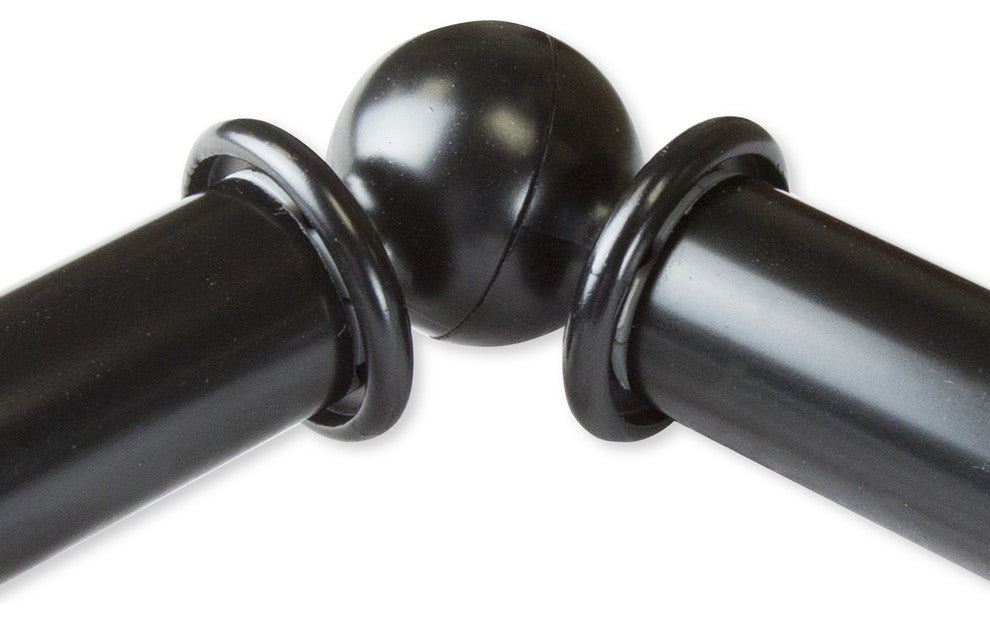 Vinci 13/16" Corner Window Curtain Rod, Black, 120-170"