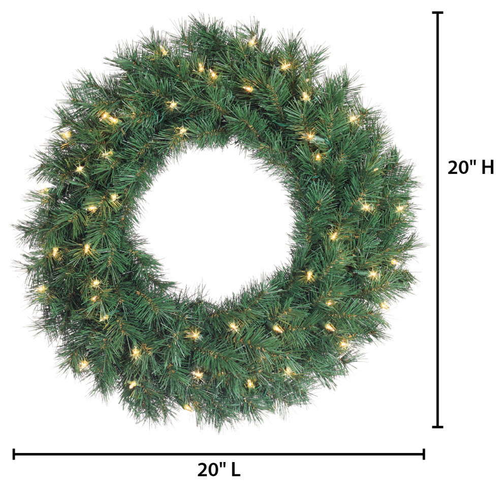 24" Diameter Pre-lit Aspen Spruce Wreath With 50 UL Clear Lights
