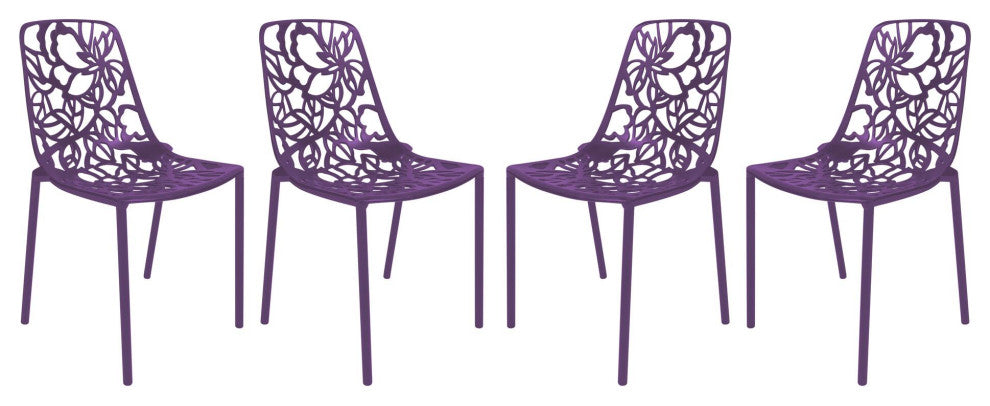 LeisureMod DC23PU4 Modern Devon Aluminum Chair, Set of 4