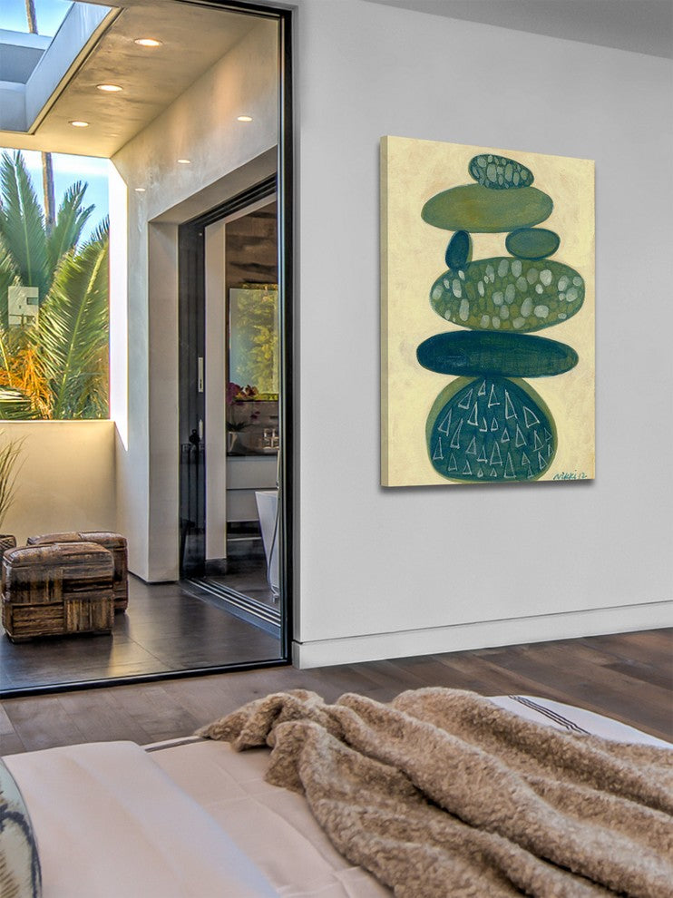 Marmont Hill, "Blue Stack" by Nikki Galapon Painting on Wrapped Canvas, 20x30