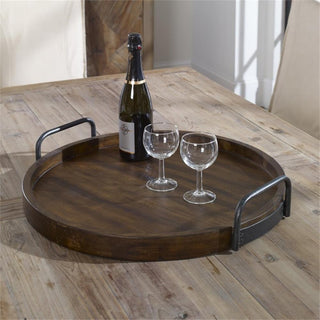 Uttermost Reine Coastal MDF Wood and Metal Serving Tray in Brown/Gray