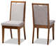Gray Fabric Upholstered And Walnut Brown Finished Wood Dining Chairs, Set of 2