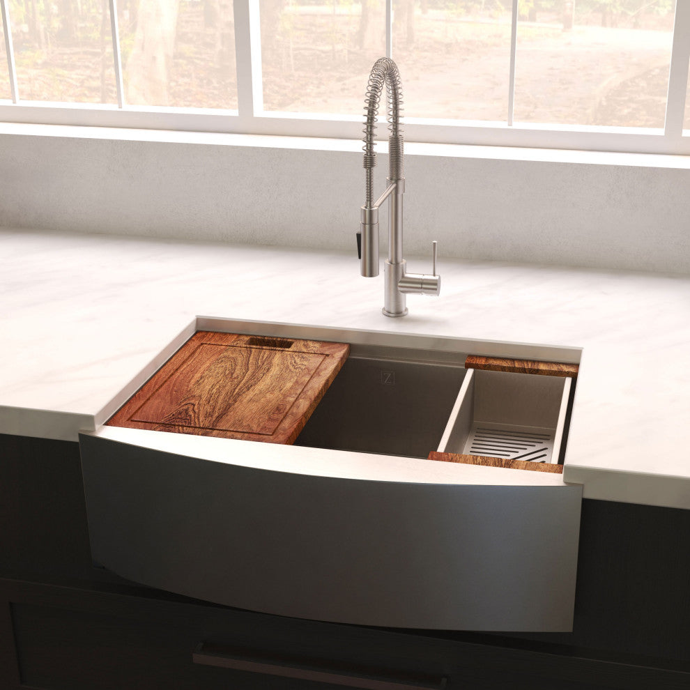 33" Moritz Farmhouse Apron Mount Single Bowl Stainless Steel Kitchen Sink