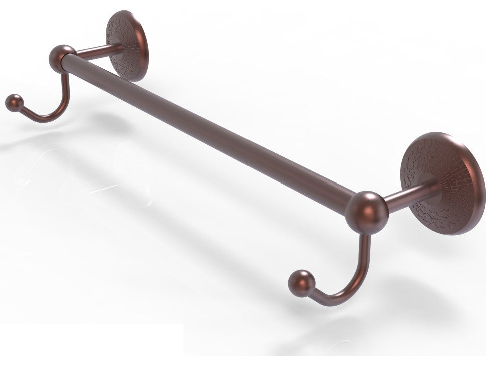 Prestige Monte Carlo 30" Towel Bar with Integrated Hooks, Antique Copper
