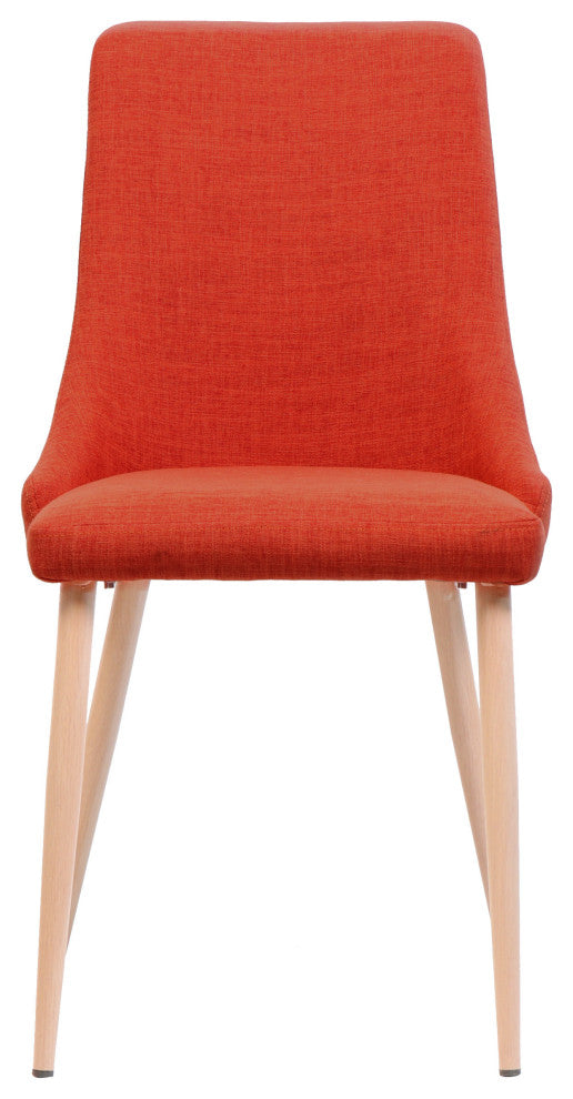 GDF Studio Soloman Fabric Dining Chairs With Wood Finished Legs, Set of 2, Muted Orange