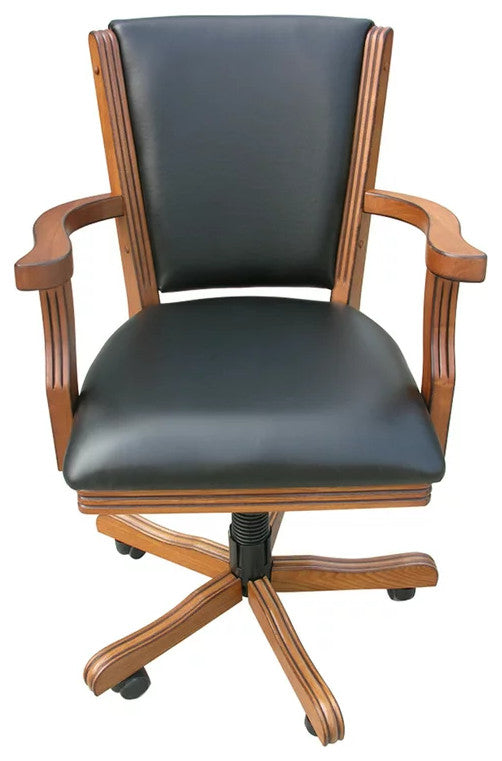 Set of 4 Office Chair, Hardwood Frame With Black Faux Leather Seat & Padded Back