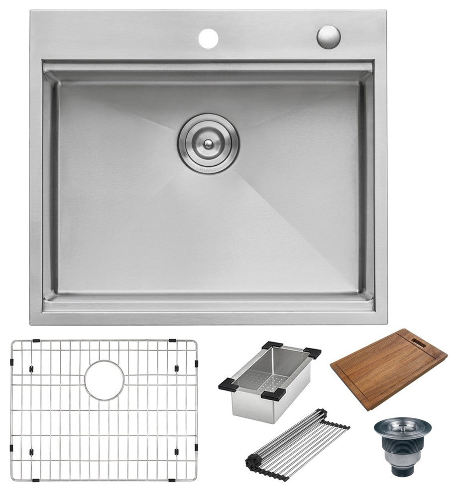 25-inch inch Workstation Drop-in 16 Gauge Stainless Steel Ledge Sink - RVH8023