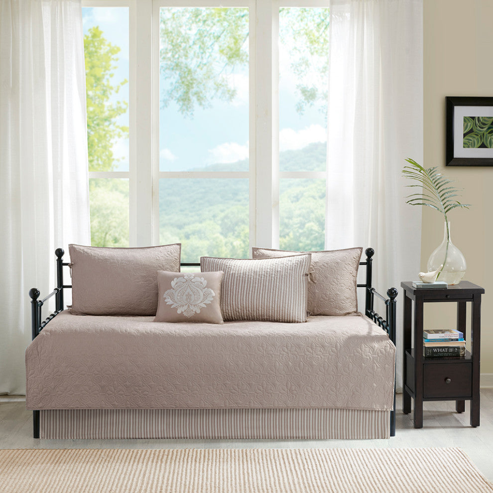 Madison Park Quebec 6 Piece Reversible Daybed Cover Set, Khaki