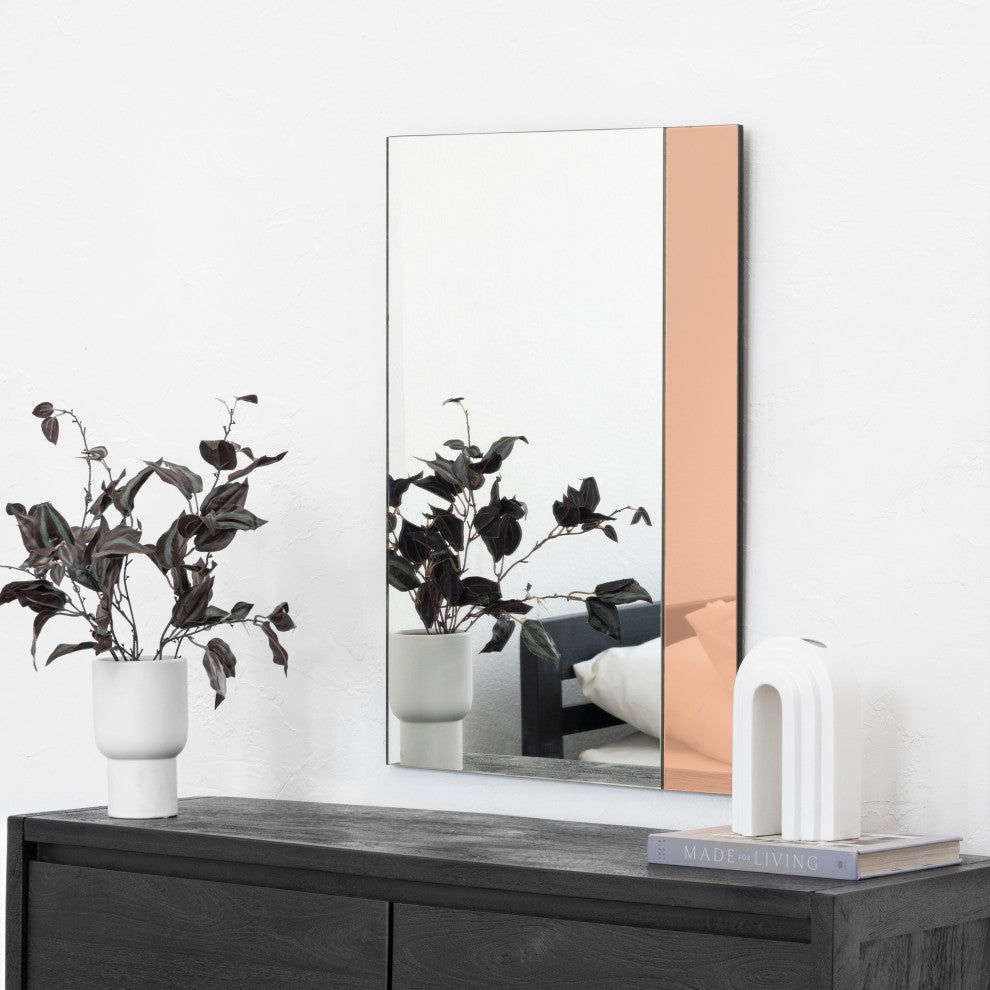 Eric Accent Rectangle Mirror, Rose Gold, 30"x20"