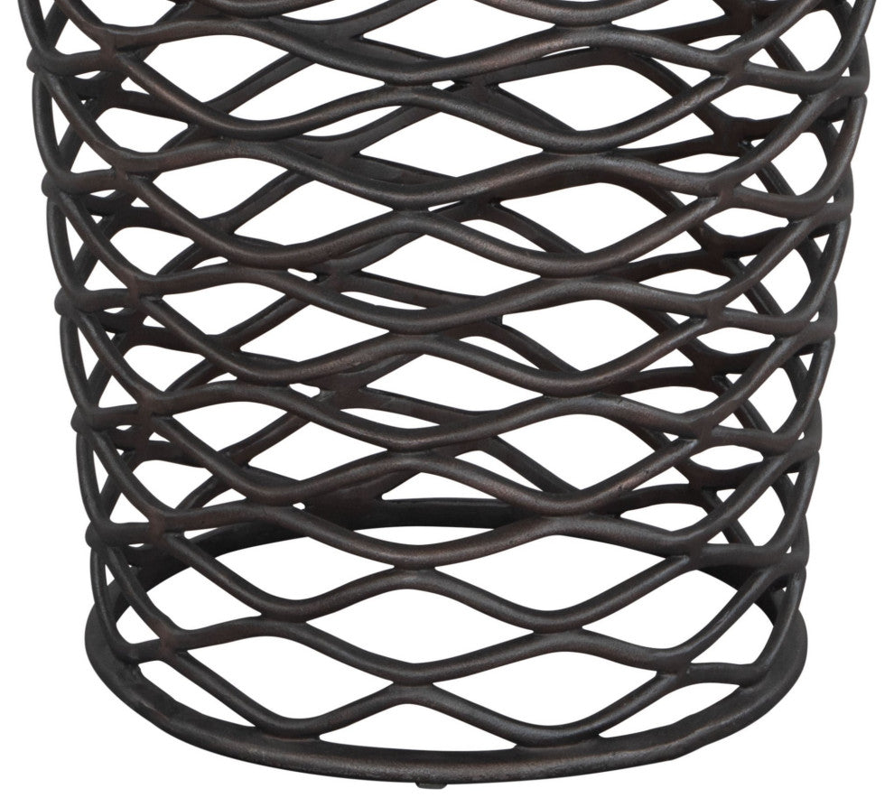 Sofa Side Table, Round, Artificial Marble, Aluminum Metal, White, Antique Black