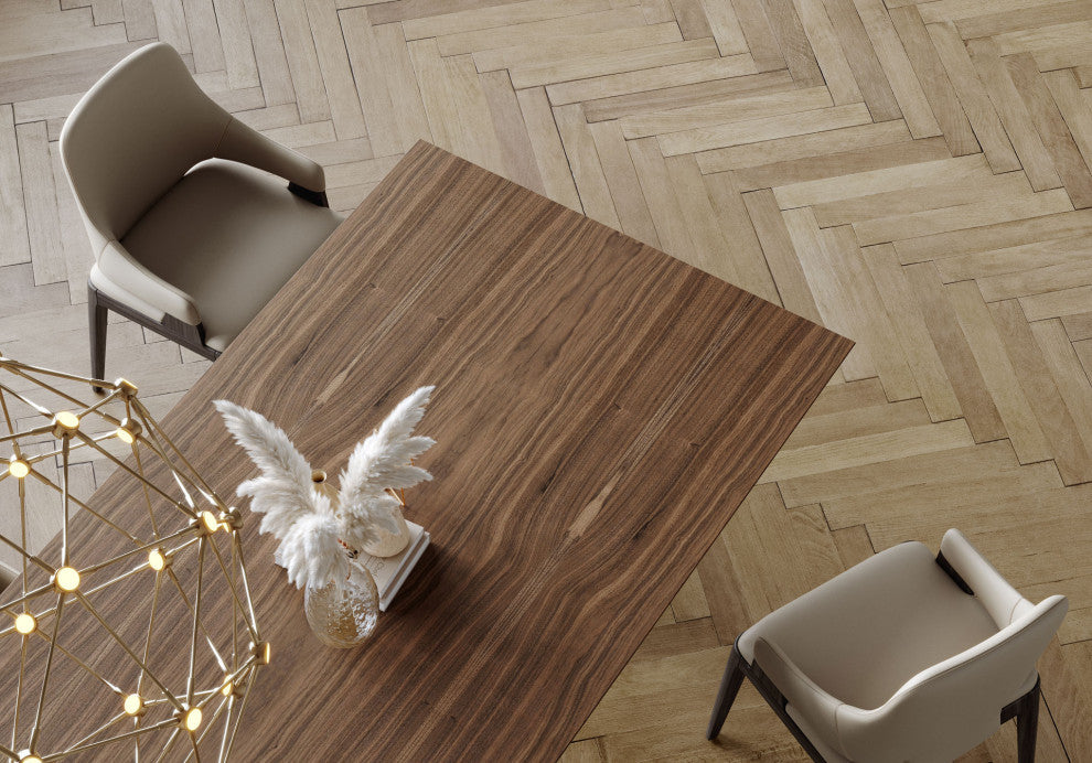 Dumfries Dining Chair in Truffle Beige Leather and Seared Ash