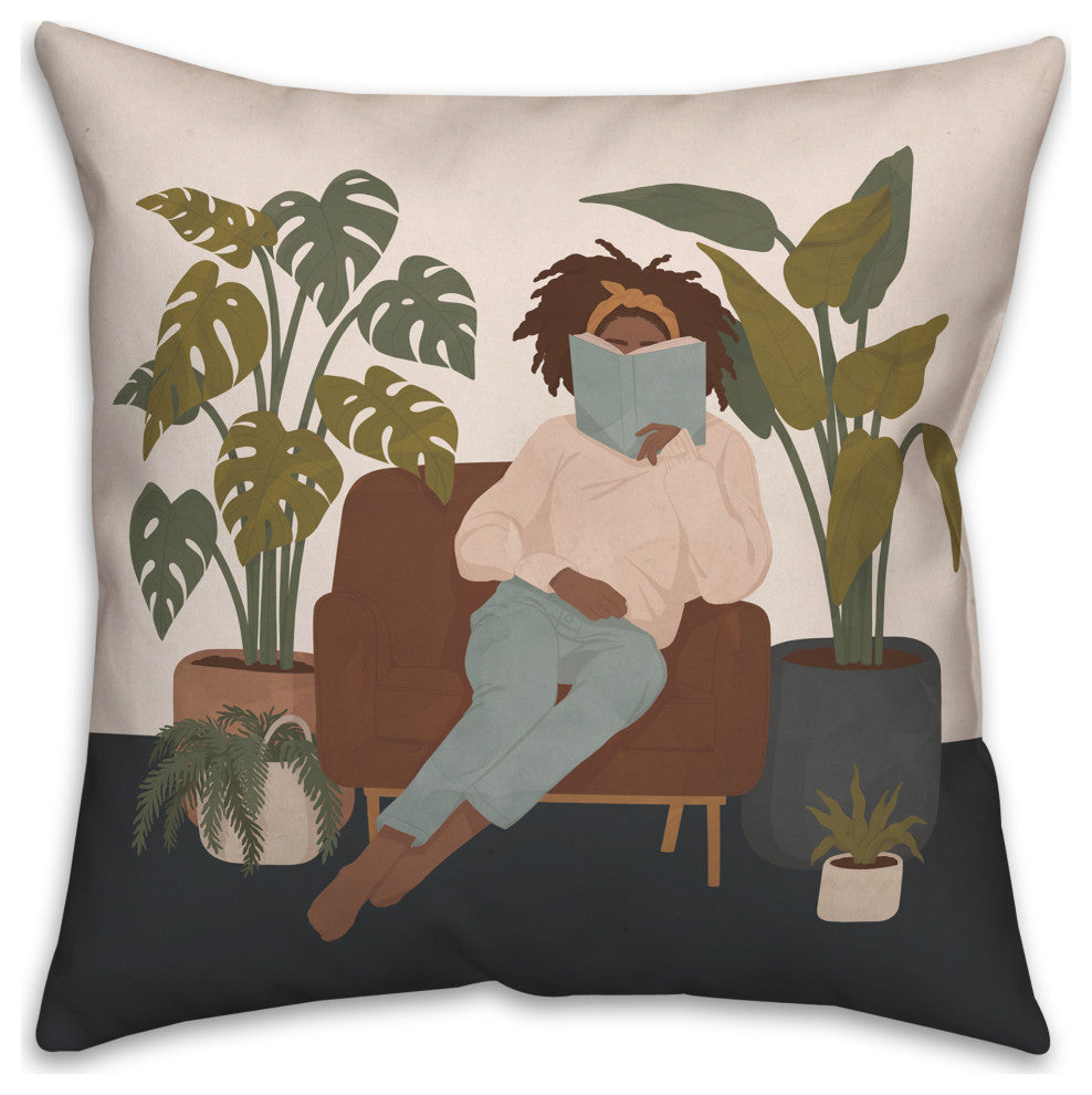 Reading Woman 18"x18" Spun Poly Pillow