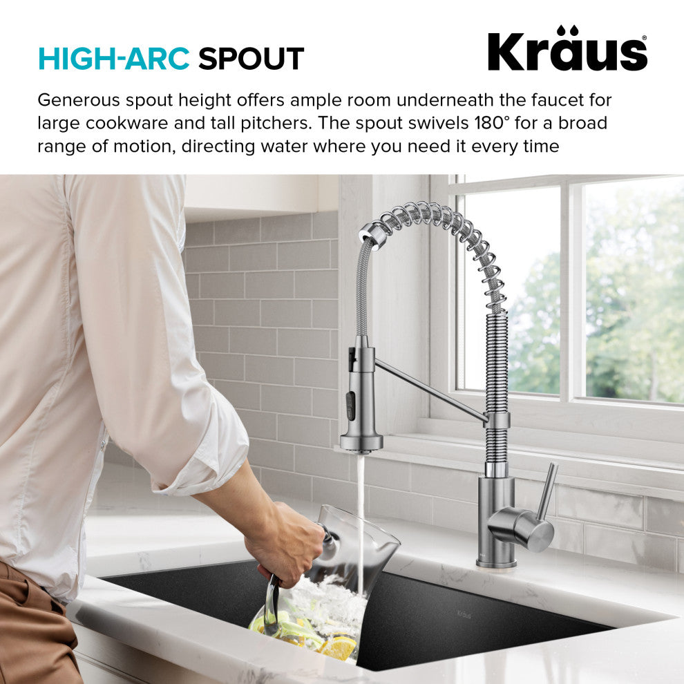 Bolden Commercial Style 2-Function Pull-Down 1-Handle 1-Hole Kitchen Faucet, Spot-Free Stainless Steel/ Chrome