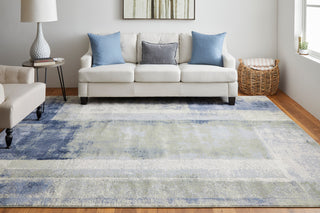 Takara Modern Abstract, Blue/Green/Ivory, 12'x15' Area Rug