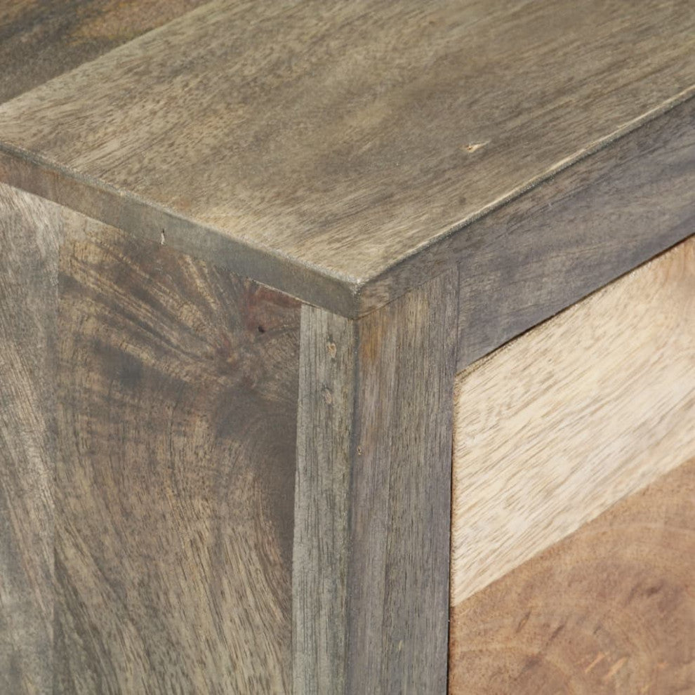vidaXL Cabinet Kitchen Storage Console Table with Drawers Gray Solid Wood Mango