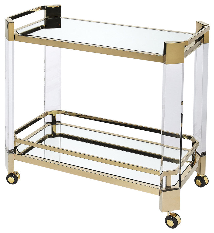 Butler Charlevoix Acrylic and Gold Serving Cart