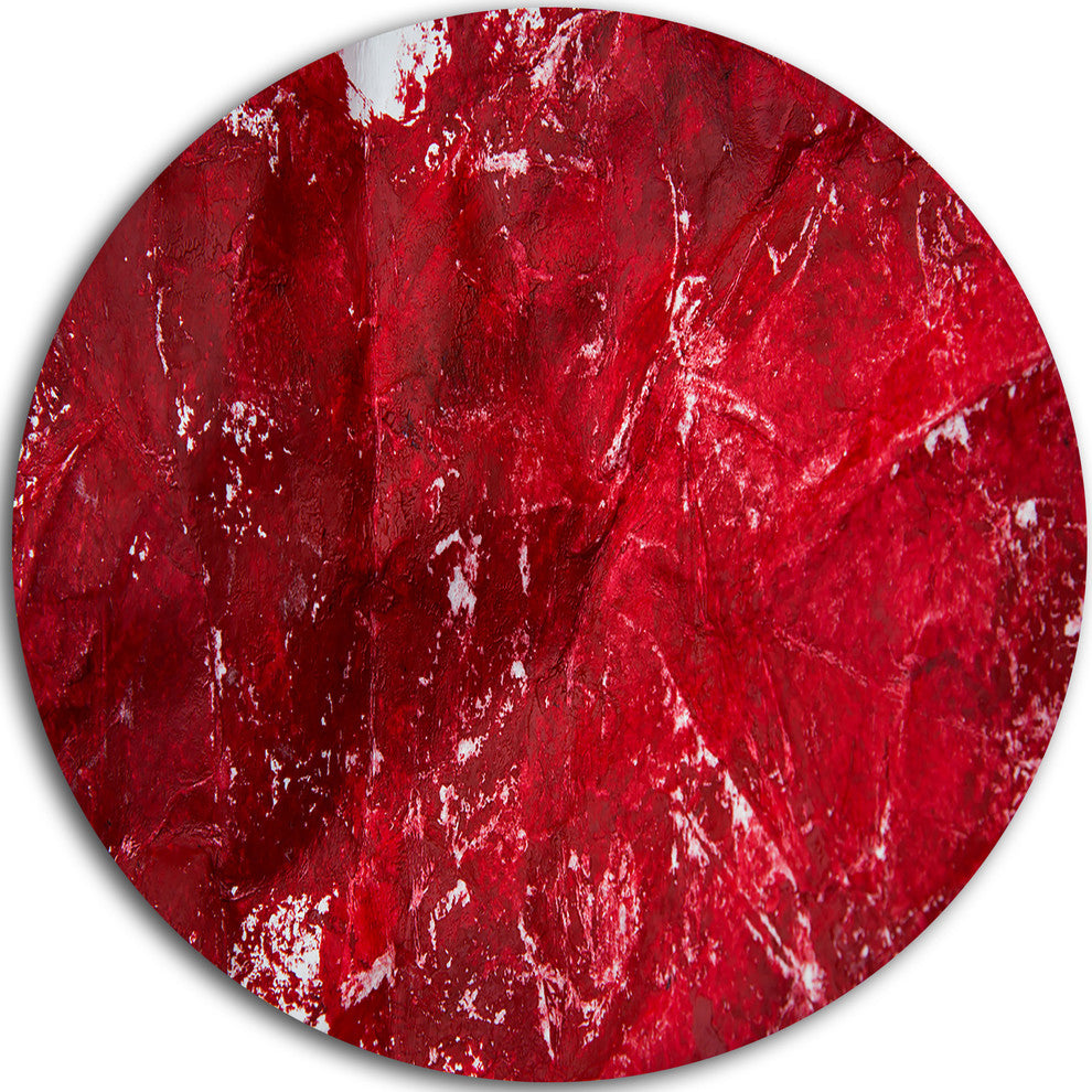 Abstract Red Texture, Abstract Round Wall Art, 11"