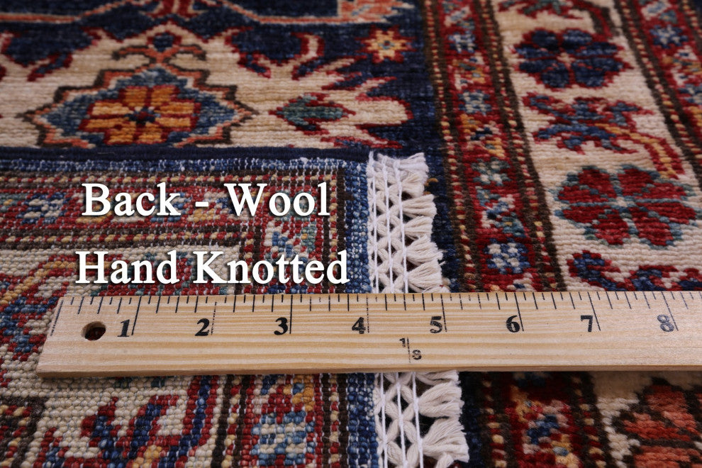 Runner Super Kazak Geometric Handmade Wool Rug 1' 10" X 5' 9" Q10294