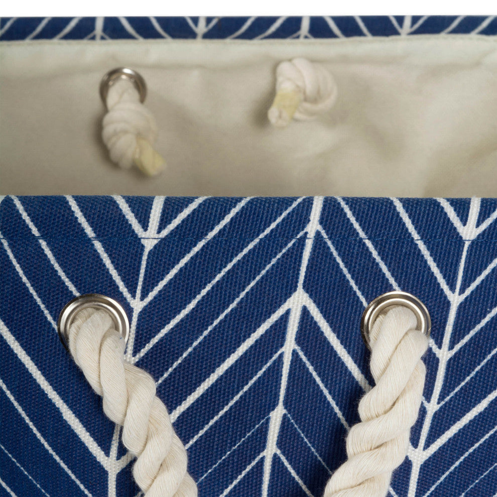 Polyester Bin Herringbone Nautical Blue Round Small 9"x12"x12"