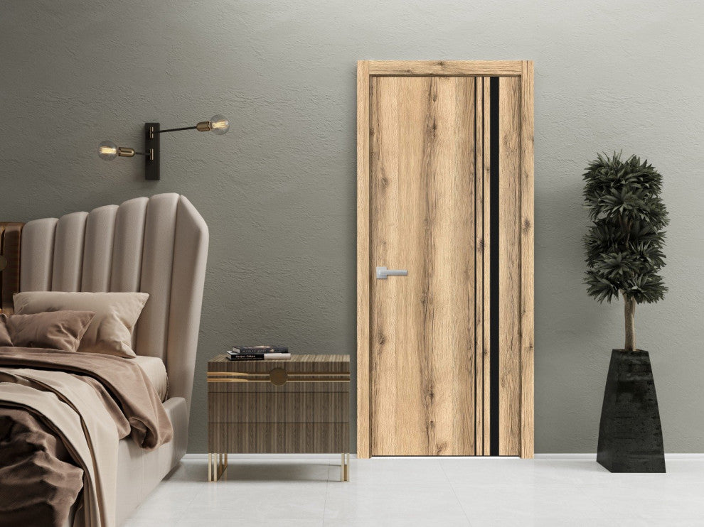 Solid French Door 36 x 84 | Planum 0011 Oak with| Bathroom
