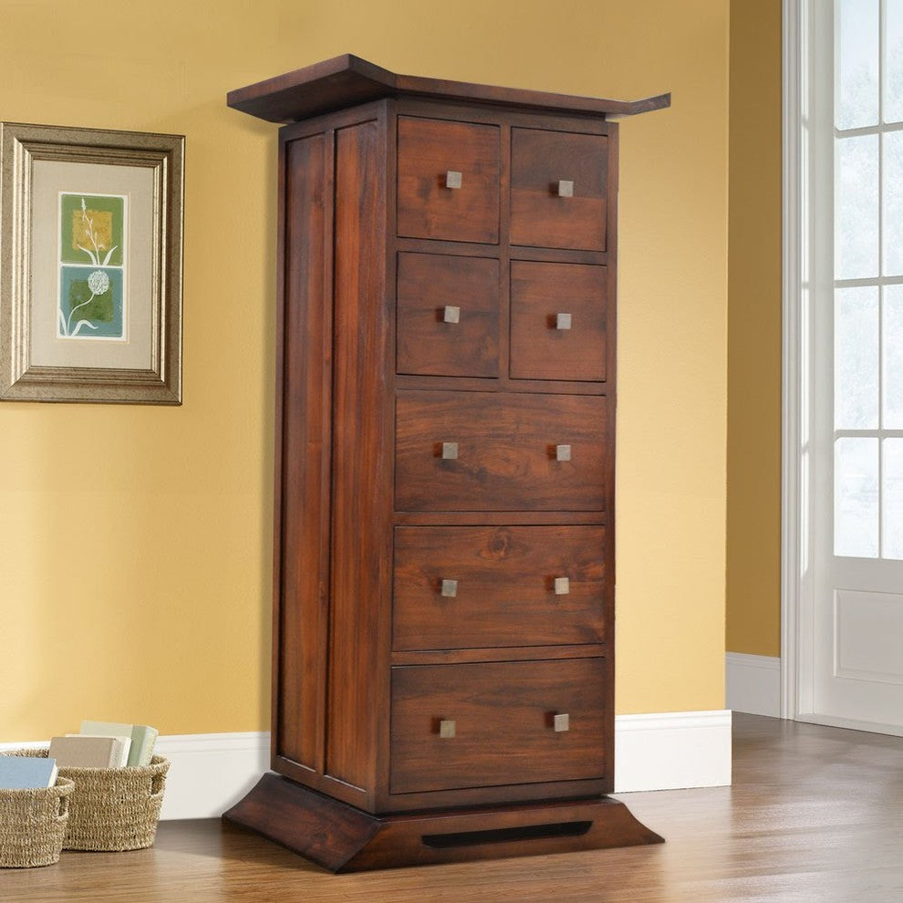 Harmonia Living Kondo 7-Drawer Tower Dresser, Java Teak