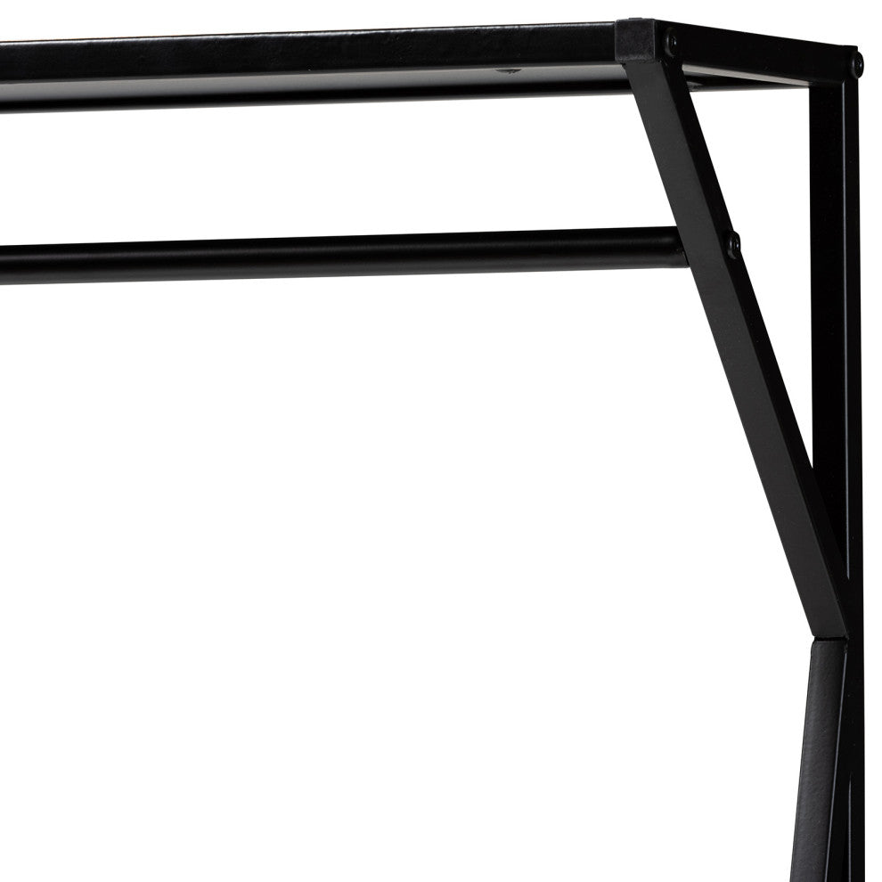 Hallam Distressed Wood and Black Metal Finish Entryway Coat Hanger
