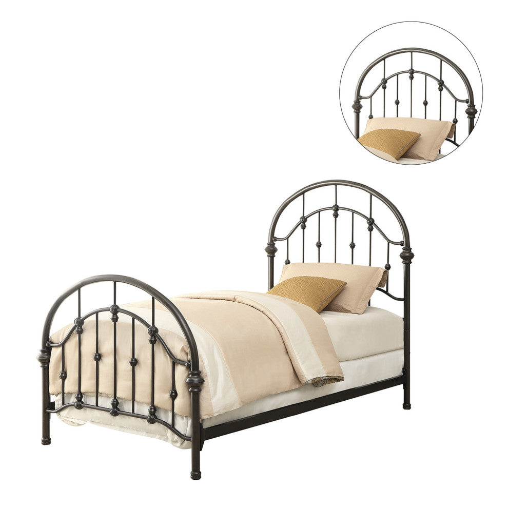 Twin Size Metal Bed Dark Bronze