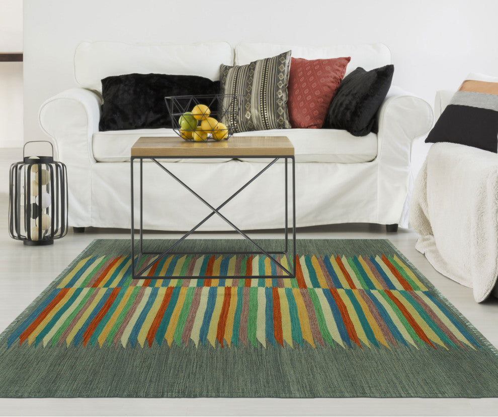 Winchester Kilim Khaleeq Rust/Blue Rug, 4'0x5'10