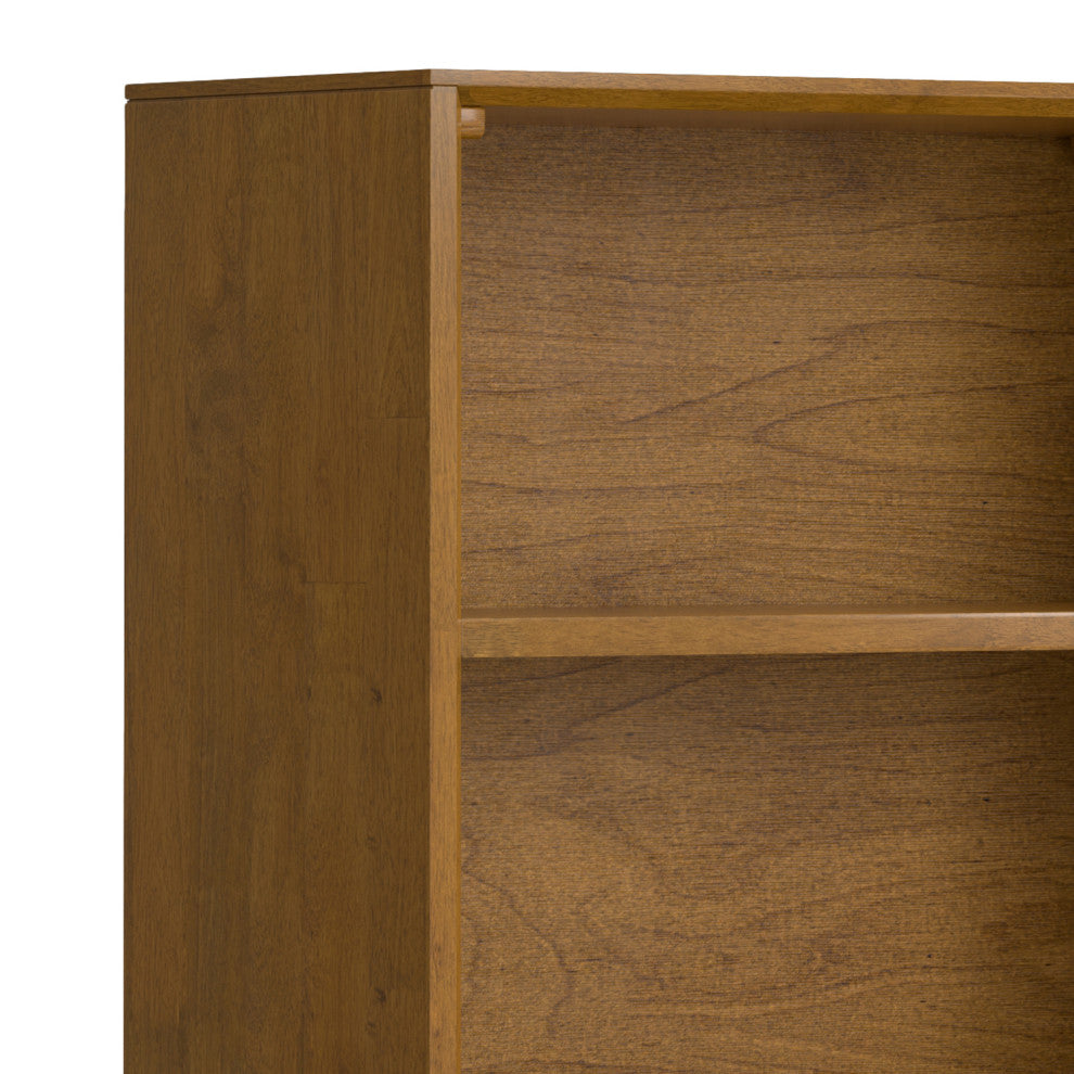 Banting Solid Hardwood Mid Century Bookcase, Medium Saddle Brown