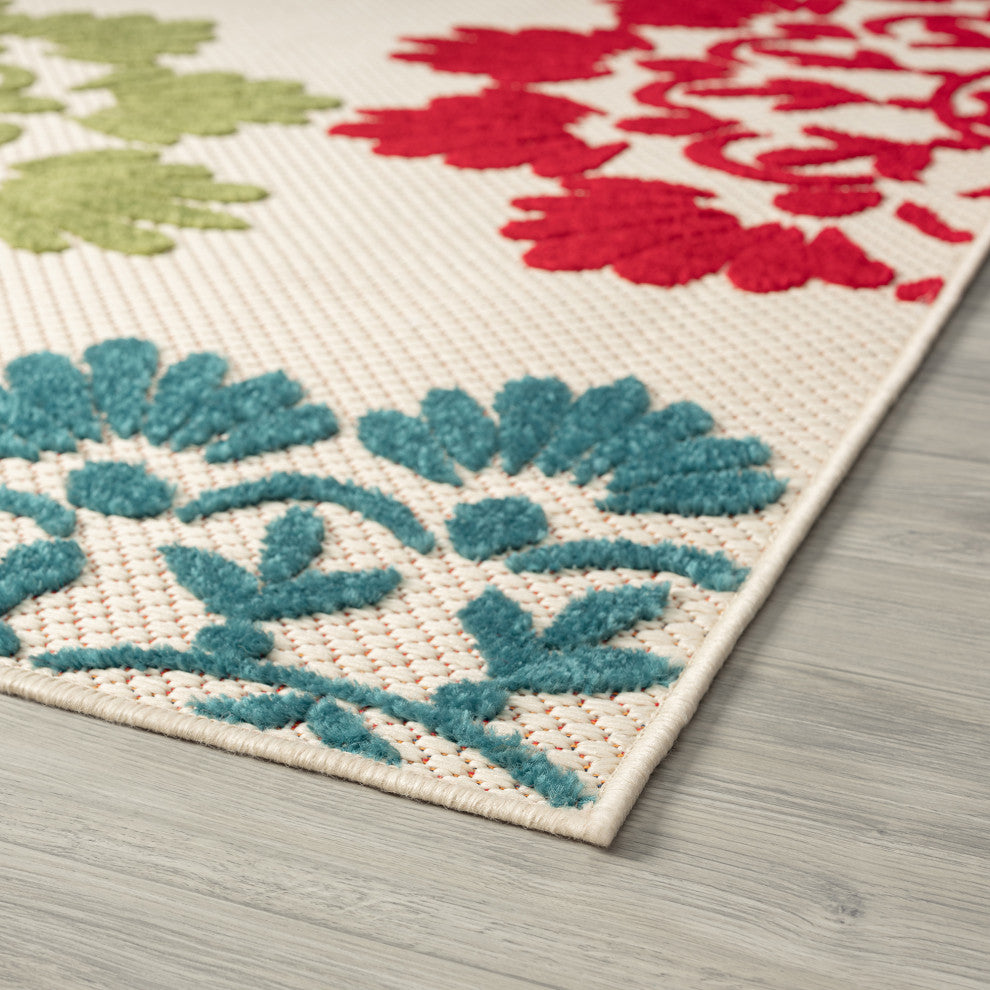 Octavia Modern Floral Area Rug, Multi-Color, 7'11" X 10'3"