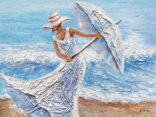 "Beach Winds" Hand Painted Canvas Art, 48"x36" - Wrapped Canvas Painting