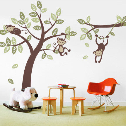 Three Monkey Tree and Branch Vine, Color Scheme A