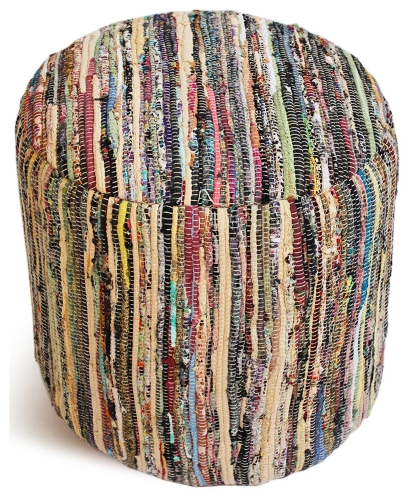 Zarina Colorful Sari Rug Pouf Ottoman
