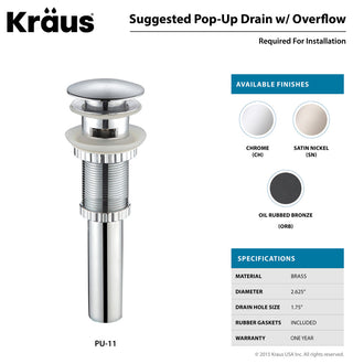 Elavo Ceramic Square Semi-Recessed White Sink, PU Drain Chrome