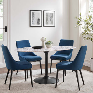 Lippa 60" Oval Terrazzo Dining Table, Black White