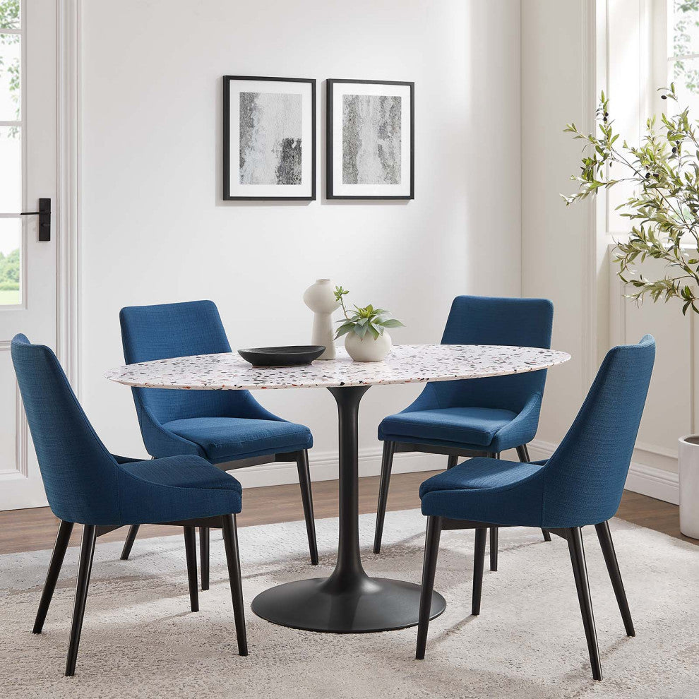 Lippa 60" Oval Terrazzo Dining Table, Black White
