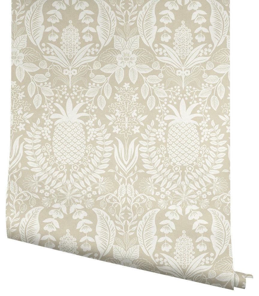 Pineapple Damask Linen Wallpaper