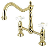 Kingston Brass Bridge Kitchen Faucet, Polished Brass