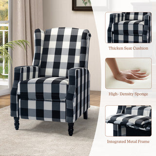 Upholstered Manual Recliner With Wingback, Black