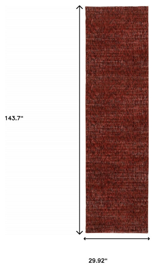 12' Runner Red Grey Deep and Charcoal Power Loom Runner Rug