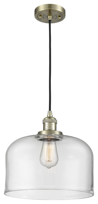 Large Bell 1-Light LED Pendant, Antique Brass, Glass: Clear