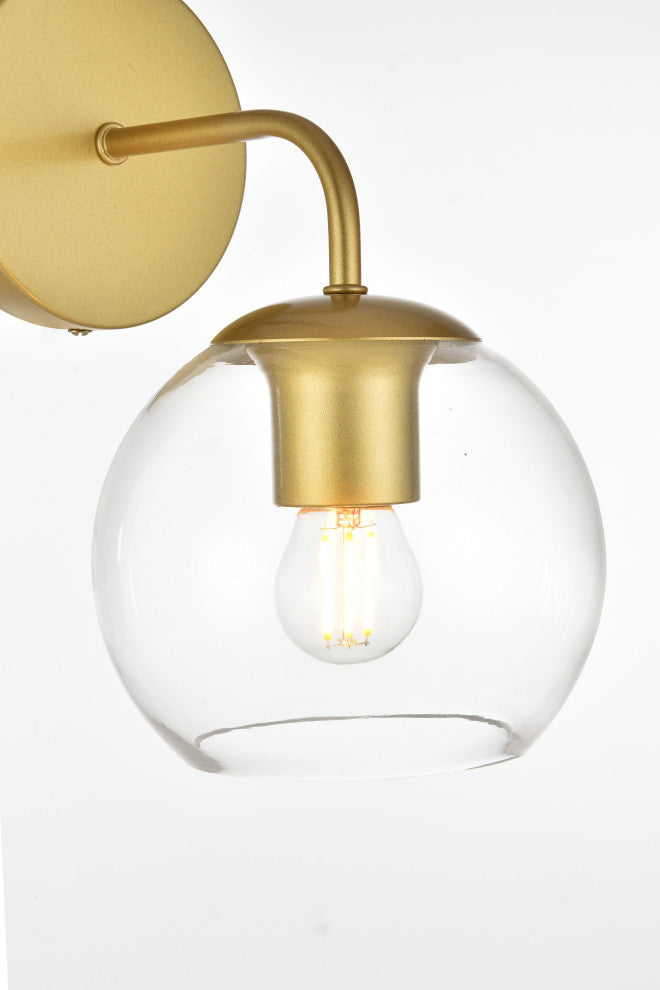 1 Light Brass And Clear Bath Sconce