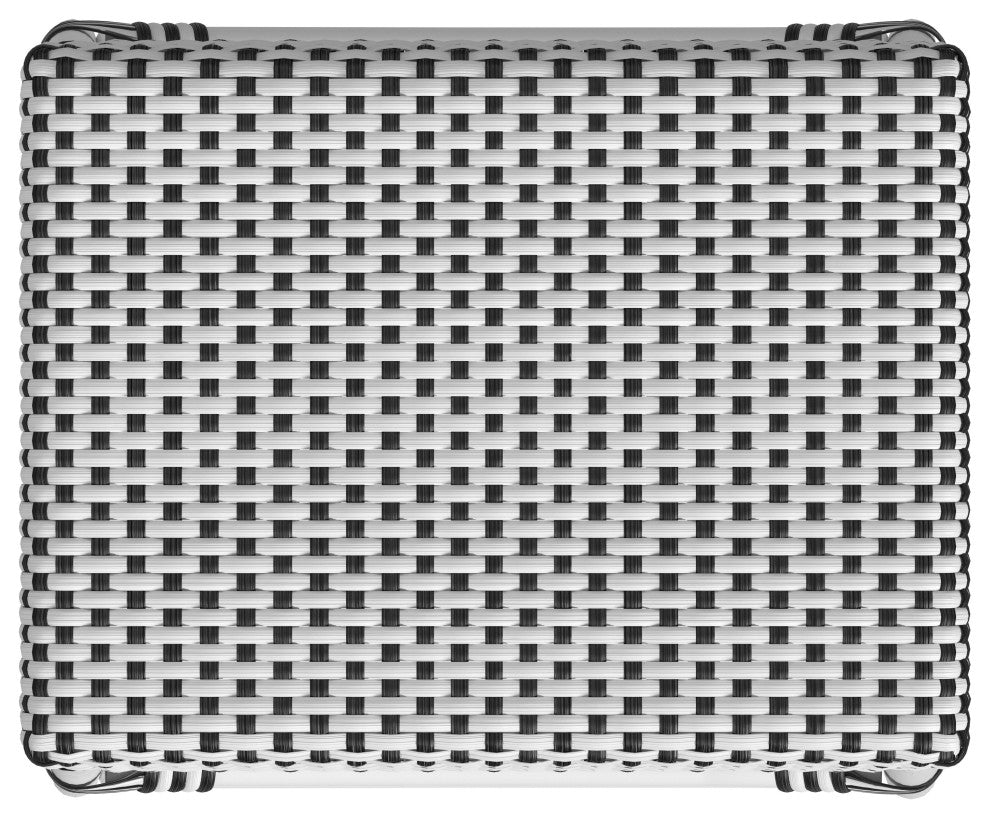 Robias Rectangular Rattan 24.5" Counter Stool, White and Black Dot