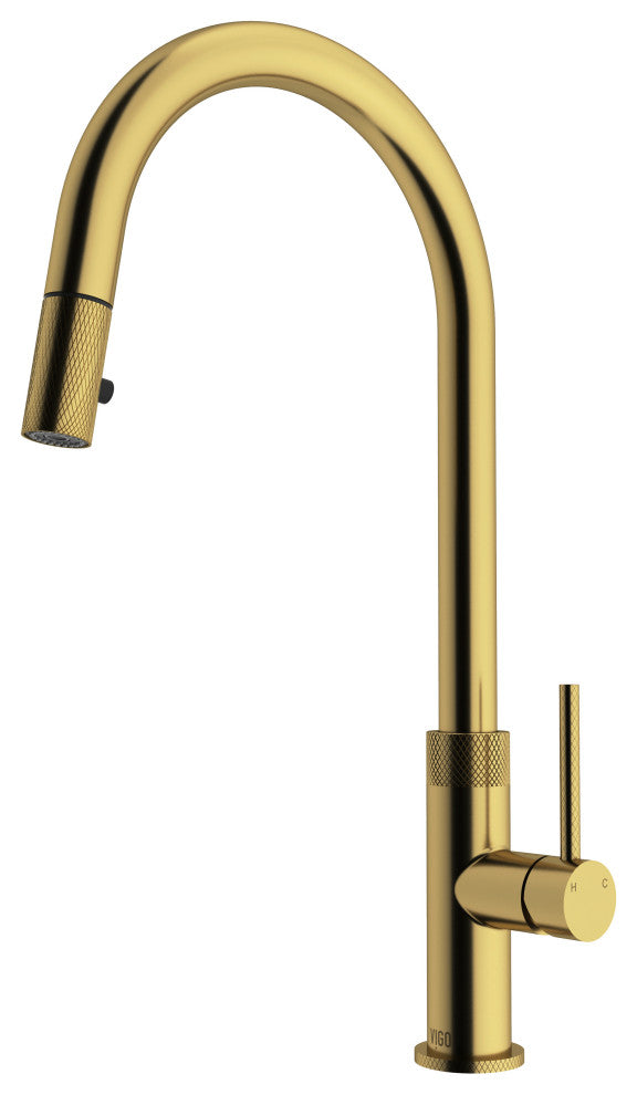 VIGO Bristol 19" H Single Handle Pull-Down Sprayer Kitchen Faucet, Matte Brushed Gold, Without Extras