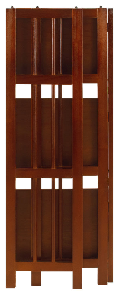 3-Shelf Folding Bookcase 14" Wide, Walnut