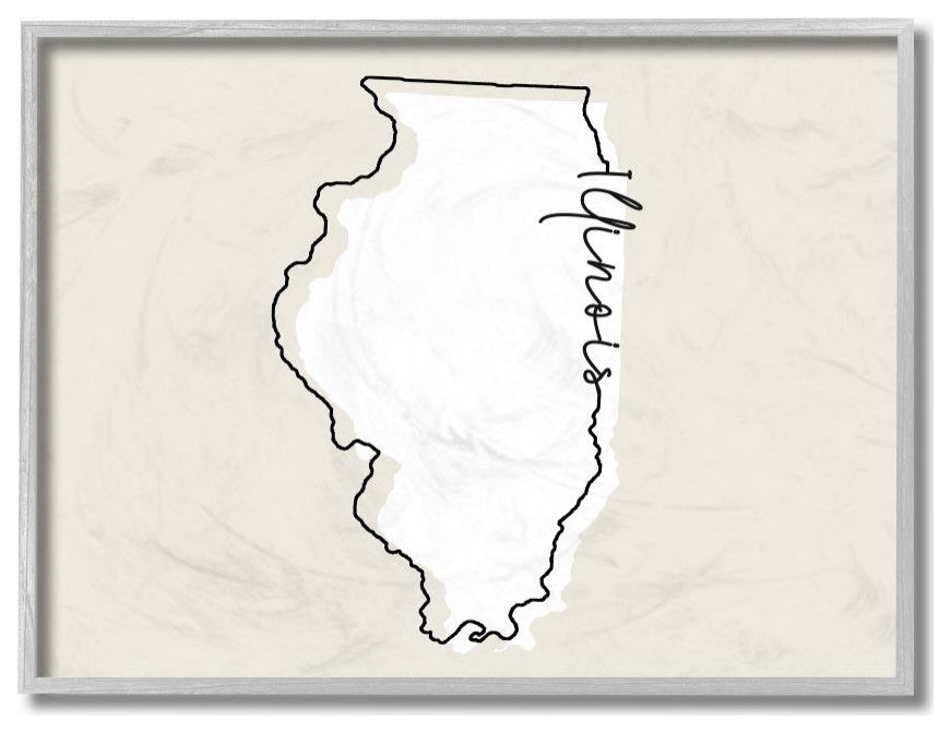 Illinois Home State Map Neutral Print Design, 11"x14"
