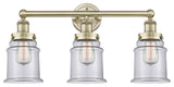 Canton 3-Light 24" Bath Vanity Light, Antique Brass Finish, Clear Shade